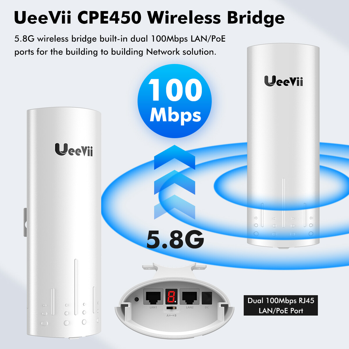 Ueevii CPE Wifi Bridge Long Range  link outdoor WiFi Extender Point To Point