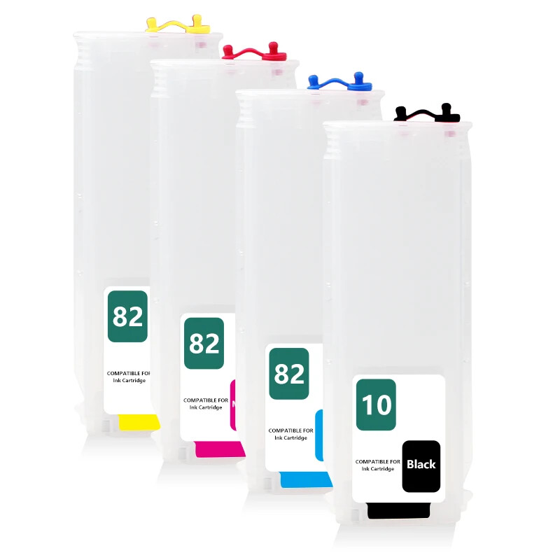 10 82 One Time Chip Cartridge Empty Refillable Ink Cartridge for HP 500 800
