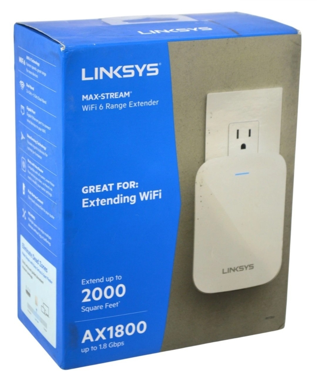 Linksys Max Stream Dual-Band WiFi 6 Range Extender AX1800 RE7350