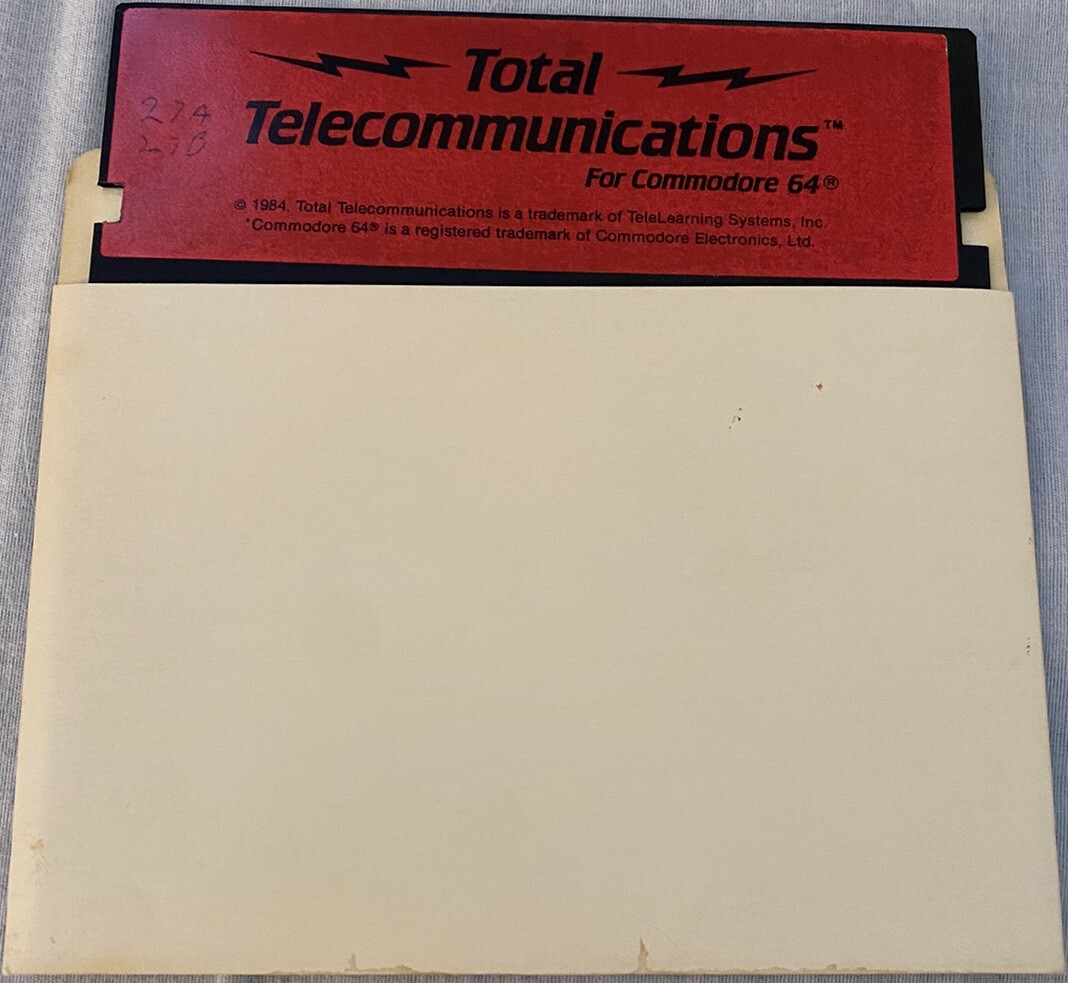 Total Telecommunications For Commodore 64 TeleLearning Systems 5 1/4 Floppy Disk
