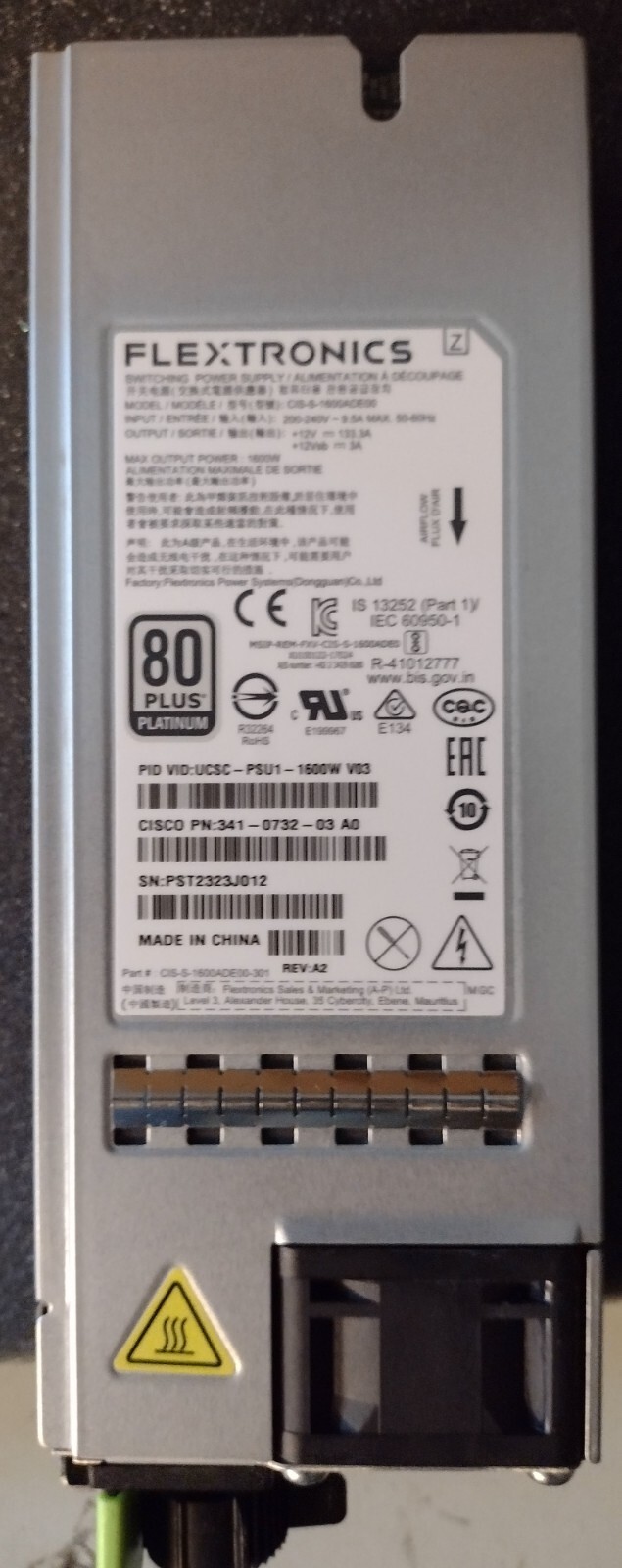 Cisco Flextronics CIS-S-1600ADE00 1600W Switching Power Supply