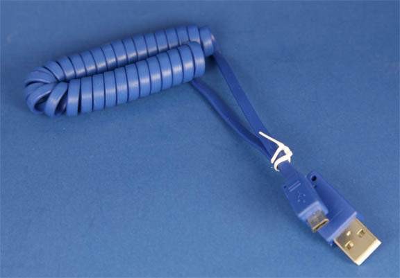 MicroUSB Cable MICRO-B Coiled Blue