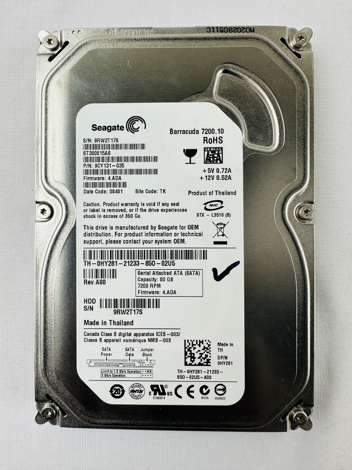 Seagate ST380815AS 9CY131-035 Hard Disk Drive