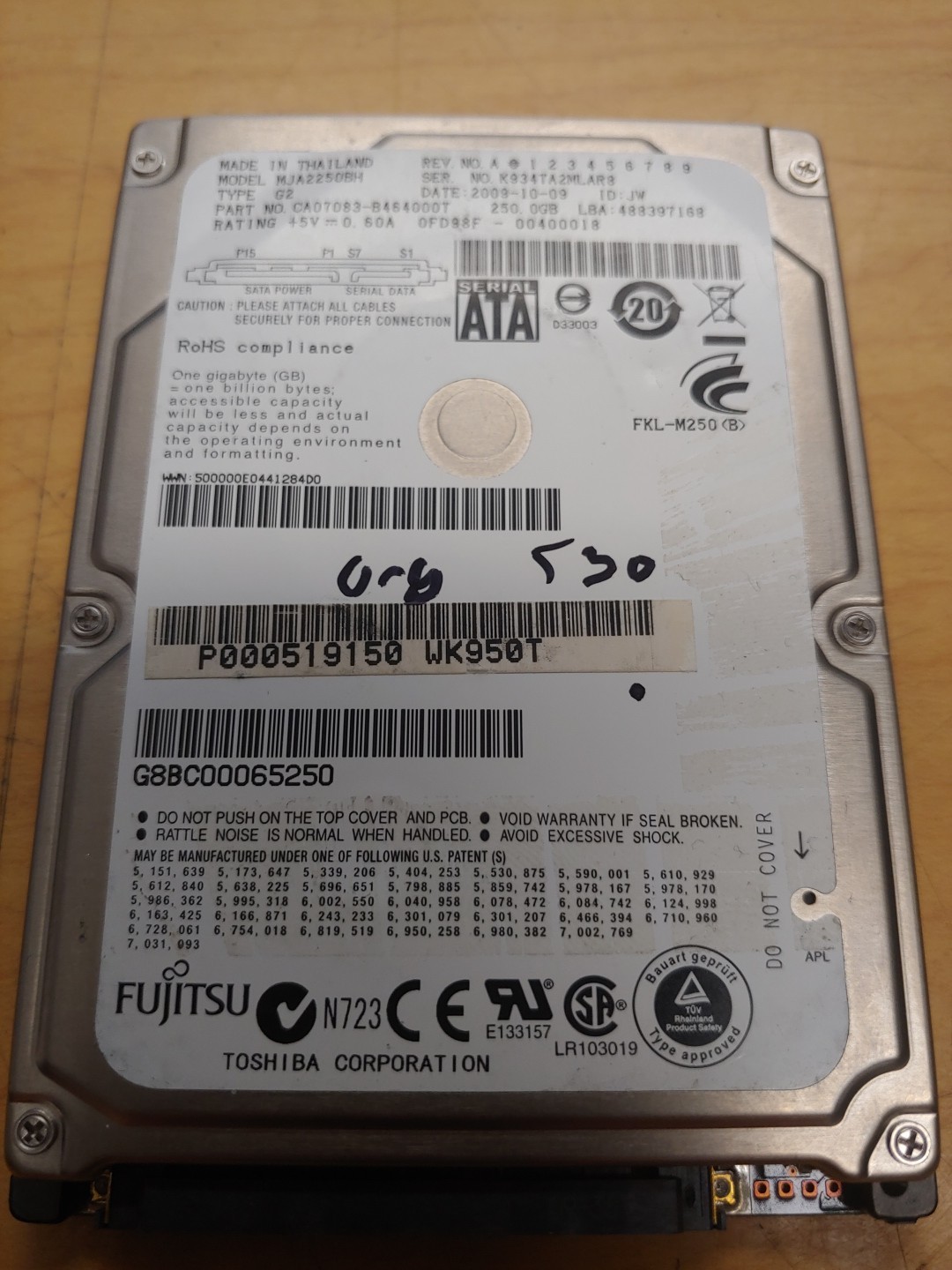 250gb Fujitsu HDD 2.5"
