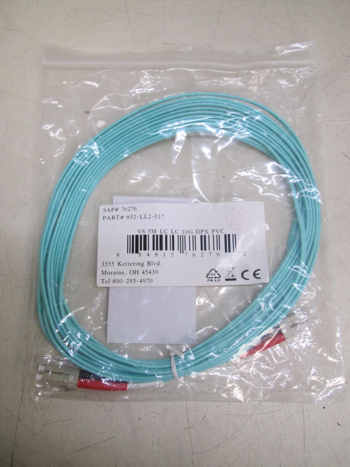 NEW Legrand VS 5M LC LC 10G DPX PVC Fiber Optic Jump Cable P/N: 852-LL2-017