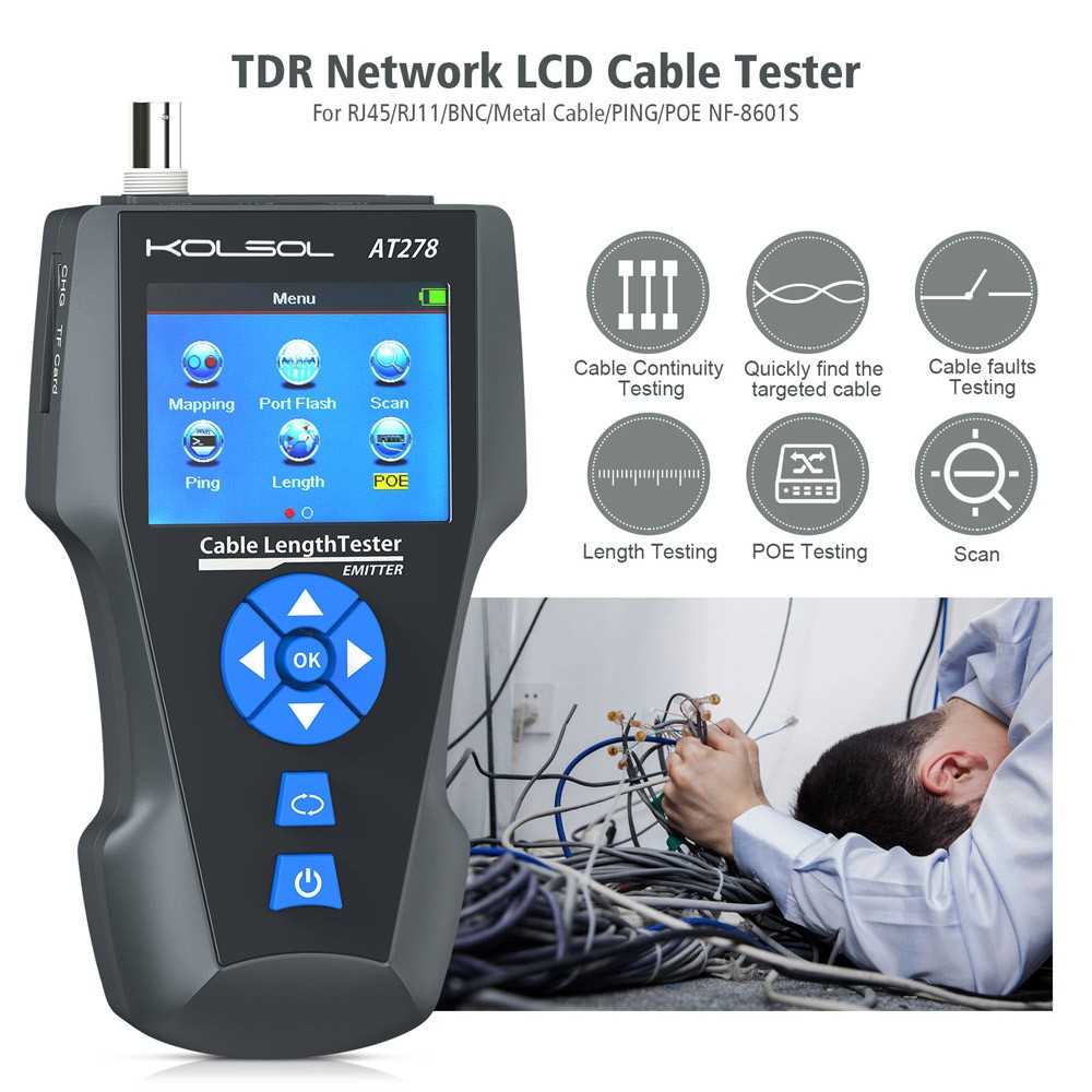 TDR Network Cable Tester Multi-functional RJ45 RJ11 BNC Tracker Metal Cable/PING
