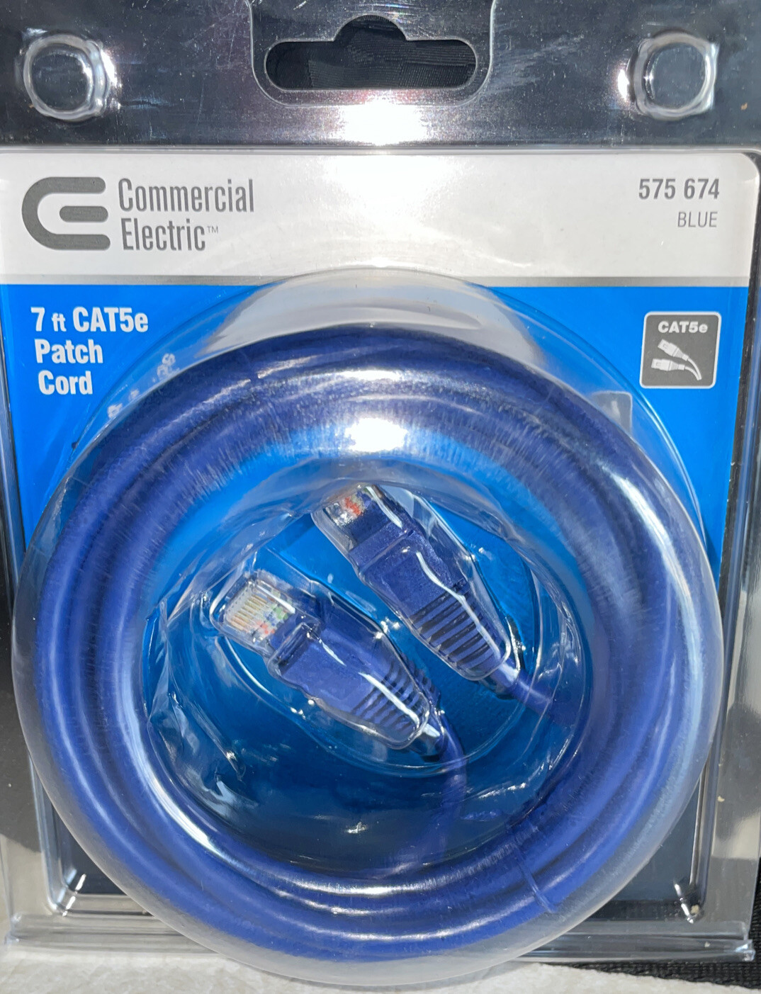 Commercial Electric 7 Ft Cat5e  Ethernet Cable Blue New