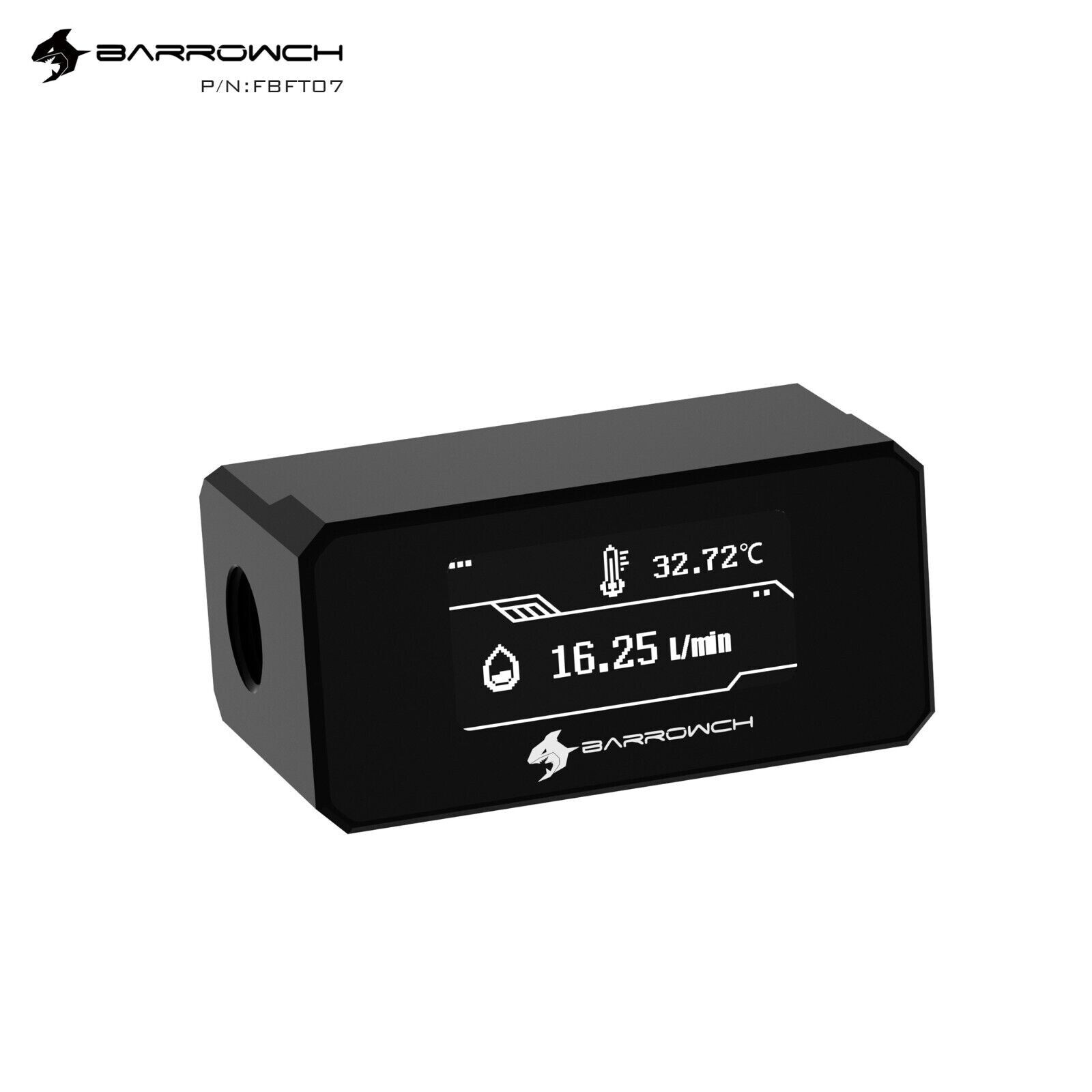 G1/4 Thread 2 Way Water Cooling Flow Meter Indicator Temperature Digital Display