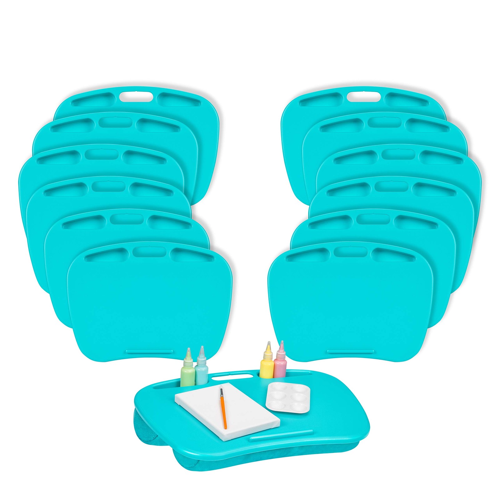 LAPGEAR MyDesk Lap Desk with Device Ledge and Phone Pack of 12, Turquoise
