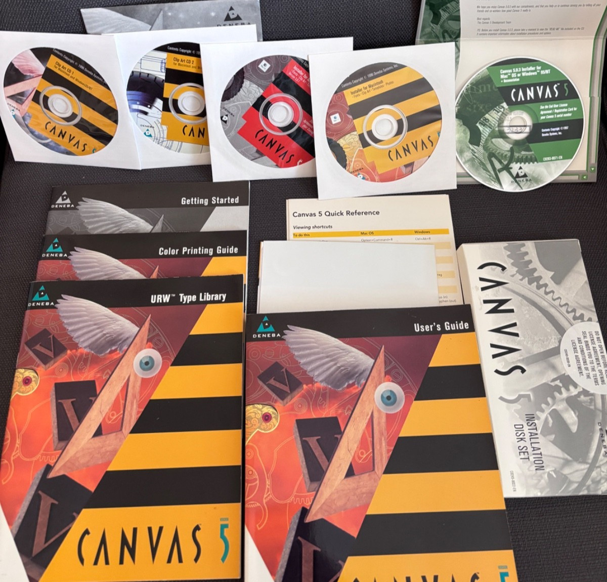 CANVAS 5 V5.0.1 .03(Deneba, 1996) Macintosh CDs Computer Editing Software Manual