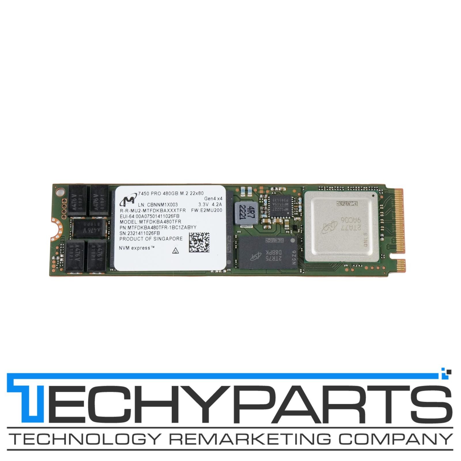 Micron 7450 Pro 480GB M.2 2280 NVMe PCIe Gen 4 SSD MTFDKBA480TFR-1BC1ZABYY