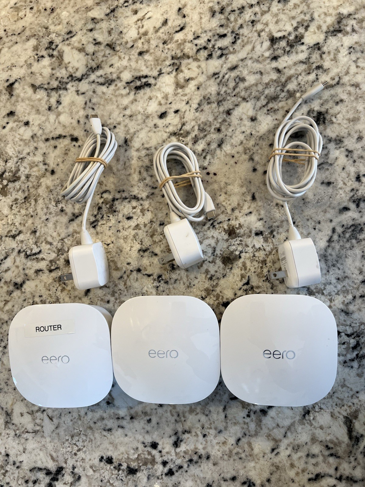 Lot of 3 EERO Dual Band Mesh Wi-Fi Router Signal Extender J010001 Set Of 3 Used