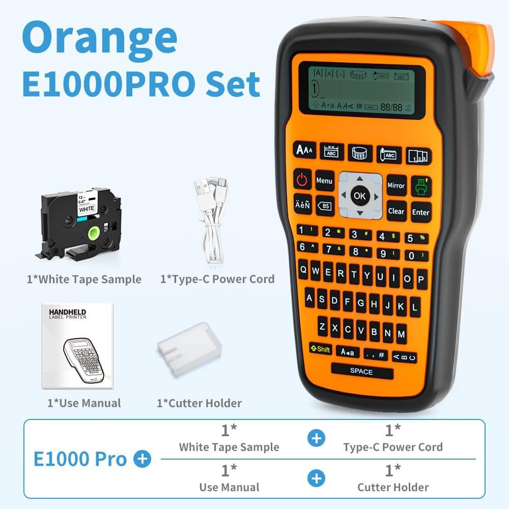 E1000-Pro Industrial Heat Shrink Label Maker Printer for Brother P-Touch Tapes