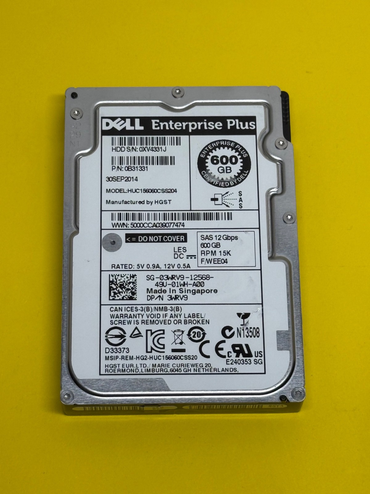 Dell HUC156060CSS204 600GB SAS II 2.5” 15k 12Gbps 0B31331/3WRV9