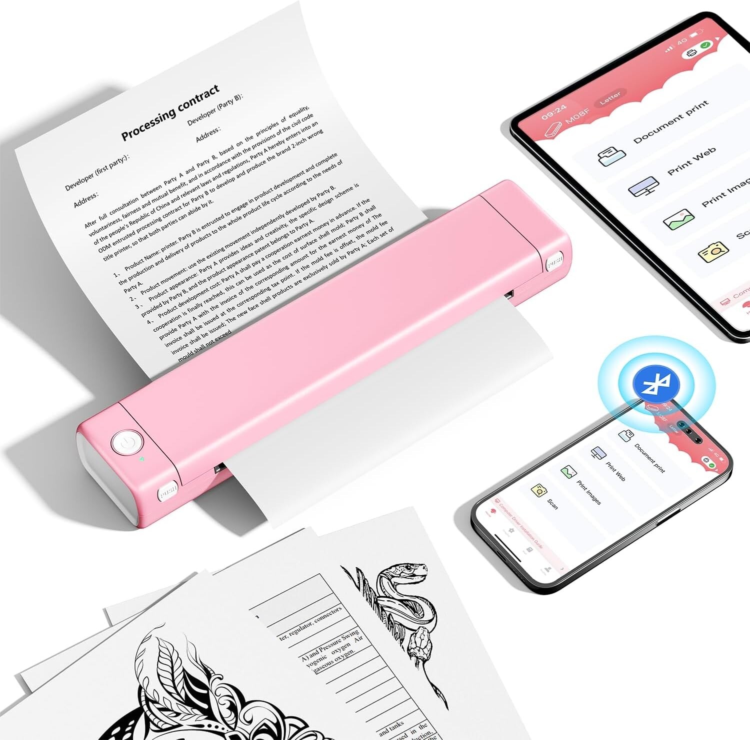 Itari Portable Printers Wireless for Travel - M08F Wireless Bluetooth Printer