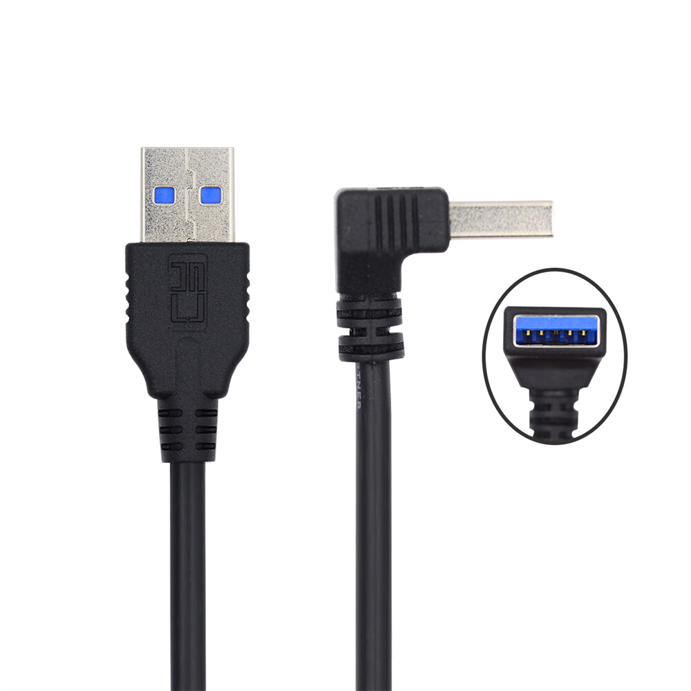 Cablecy Angled USB 3.0 Type-A Male to Straight 3.0 Type-A Male Data 5Gbps Cable