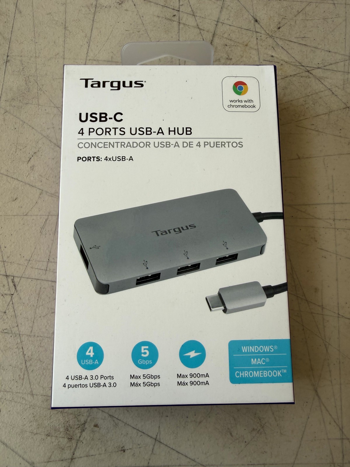 Targus USB-C 4-Port USB-A 3.0 Hub ACH226 for Windows Mac Chromebook New 