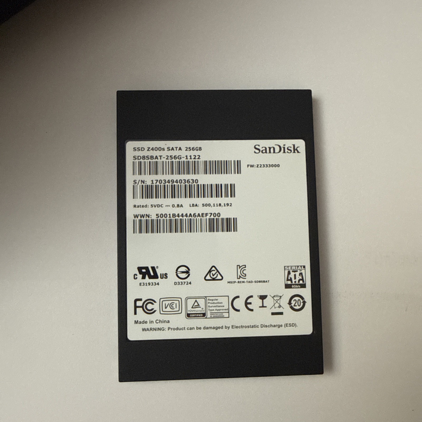 SanDisk Z400s 256GB SATA III 2.5" Solid State Drive SSD SD8SBAT-256GB-1122
