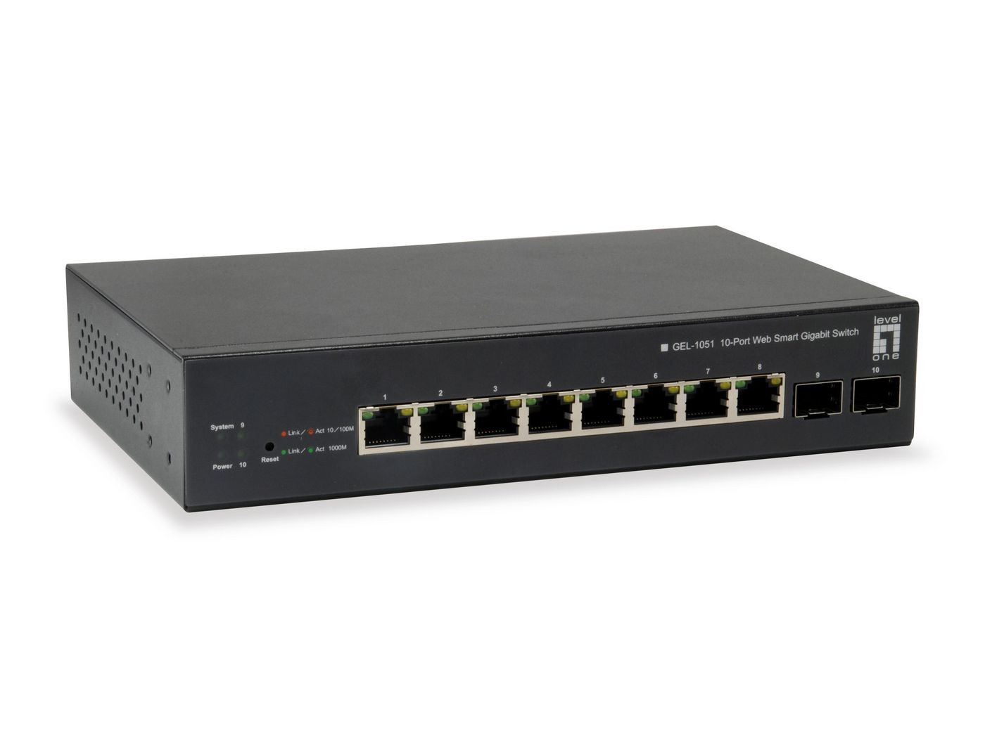 LevelOne GEP-1051 10-Port Web Smart Gigabit Poe Switch, 8 Outputs, 2 x SFP, ~E~