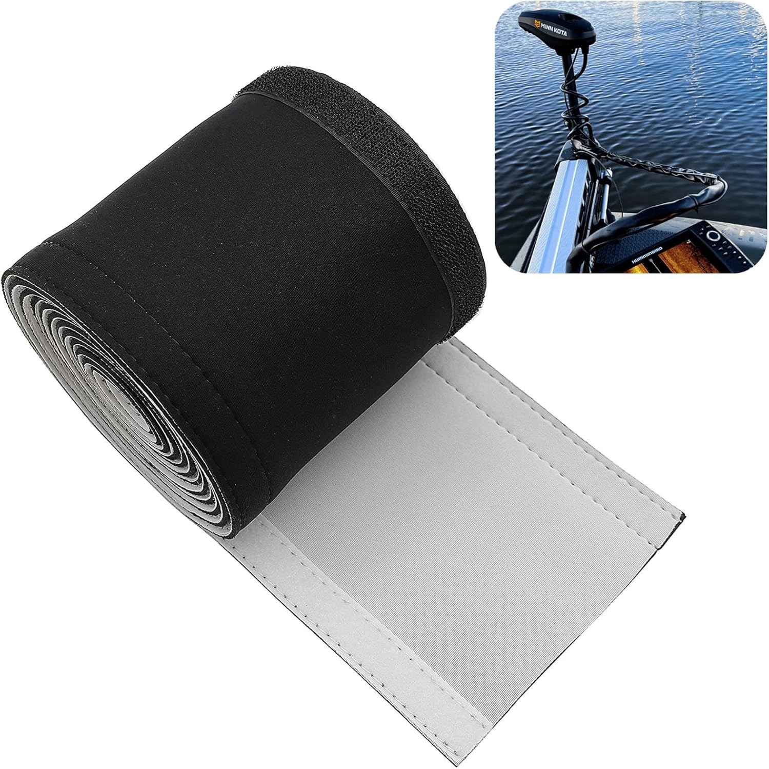 Neoprene Cable Sleeve - 60" for Trolling Motor Wire Protection & Management, Bla
