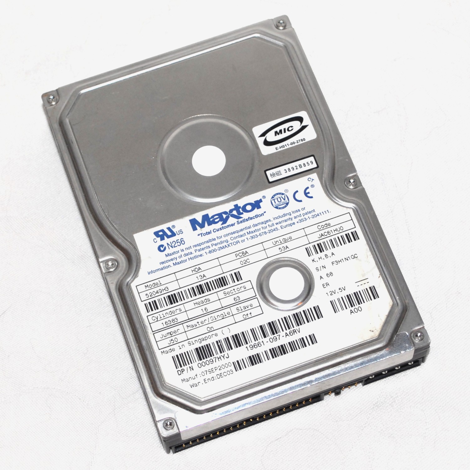 IDE Hard Drive Maxtor 52049H3