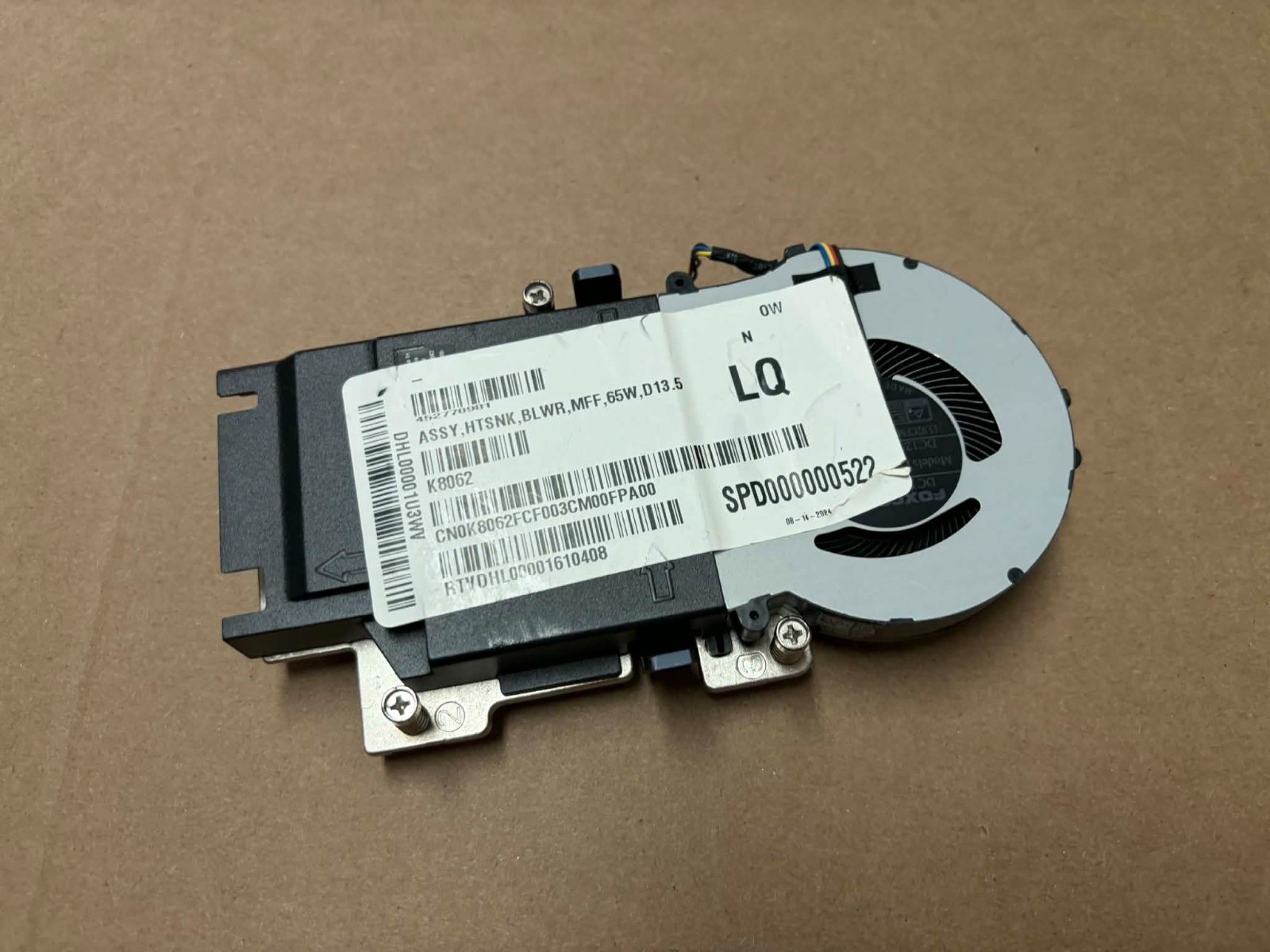 Dell OptiPlex Micro Plus 7020 65 Watts CPU Fan Heatsink 4 Pin K8062 YV0R9