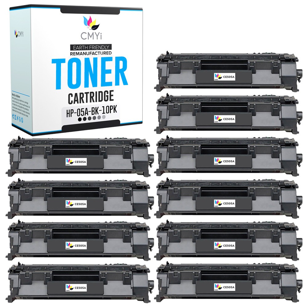 CMYi 10-Pack Replacement 05A Combo Pack Toner Cartridge for HP LaserJet P2055X