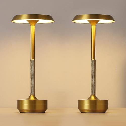 2 Pack Cordless Table Lamp, Portable LED Desk Lamps, 5000mAh Gold(2 Pack)