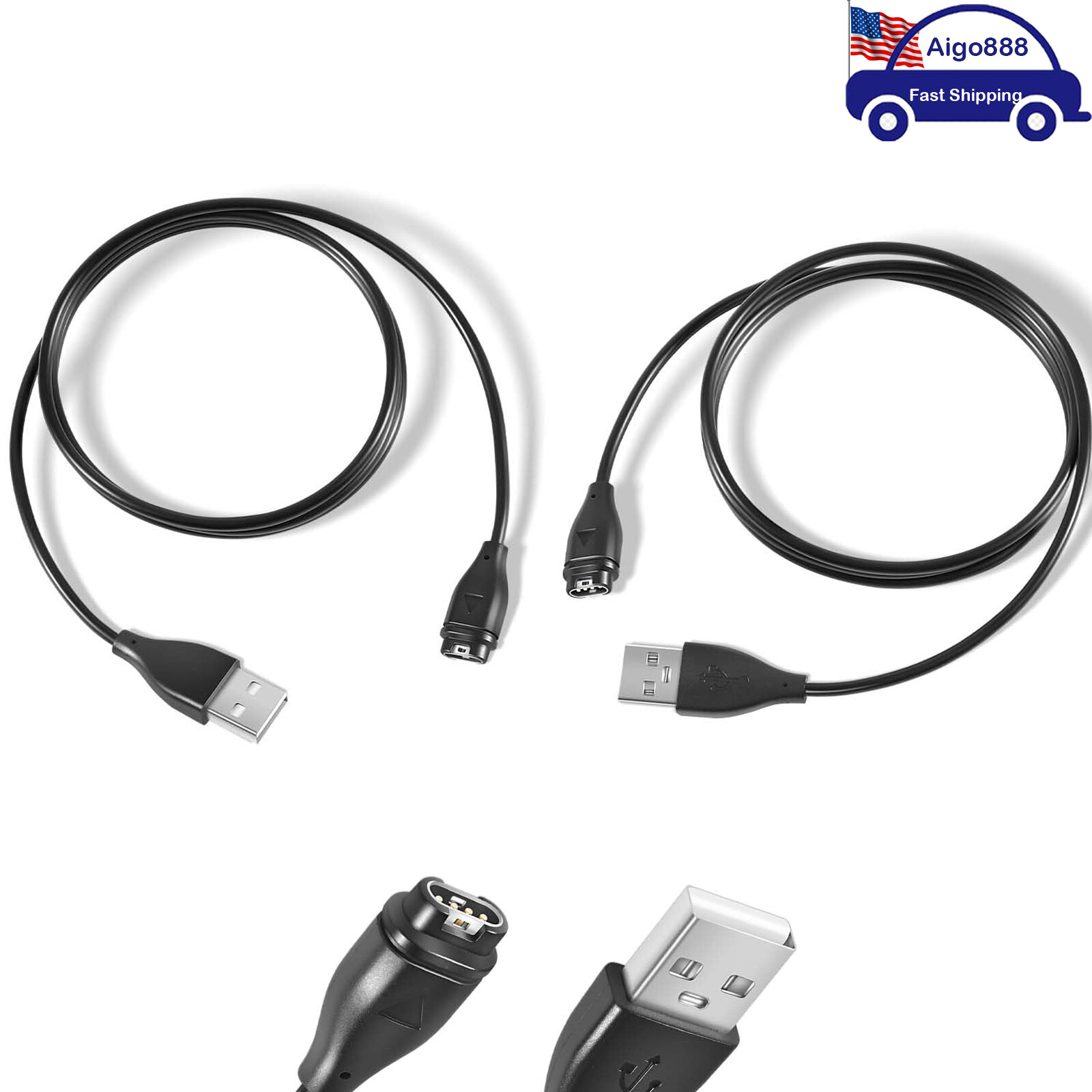 USB Charger Cable 010-12491-01 Fits for Garmin Multiple Watch Devices (2 Pack)