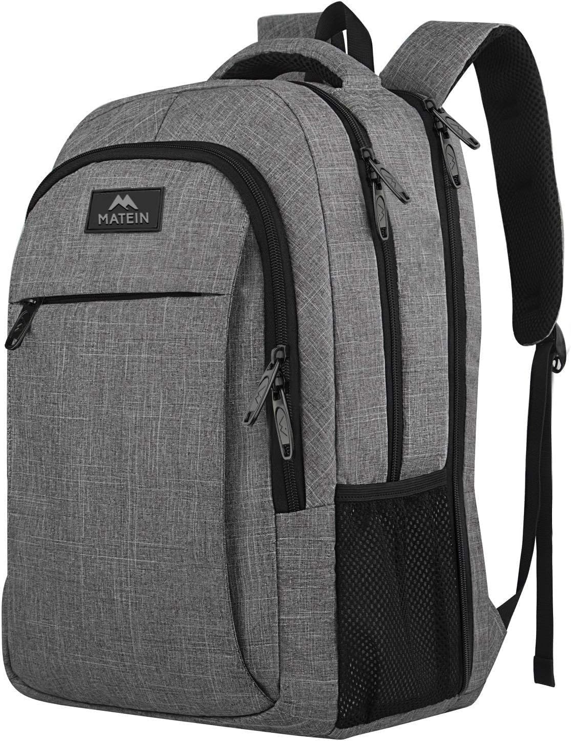 Grey 17 Inch TSA Friendly Laptop Backpack Travel Bag for Women and Men Carry On
