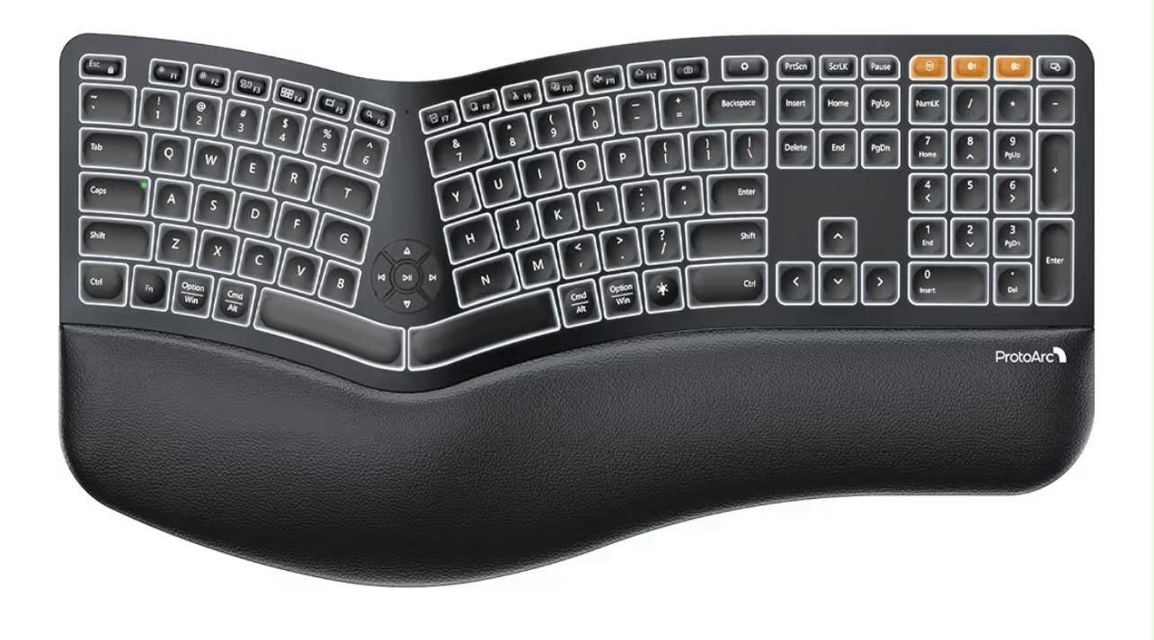 ProtoArc EK01 Plus Backlit Bluetooth Keyboard, Full Size, Black