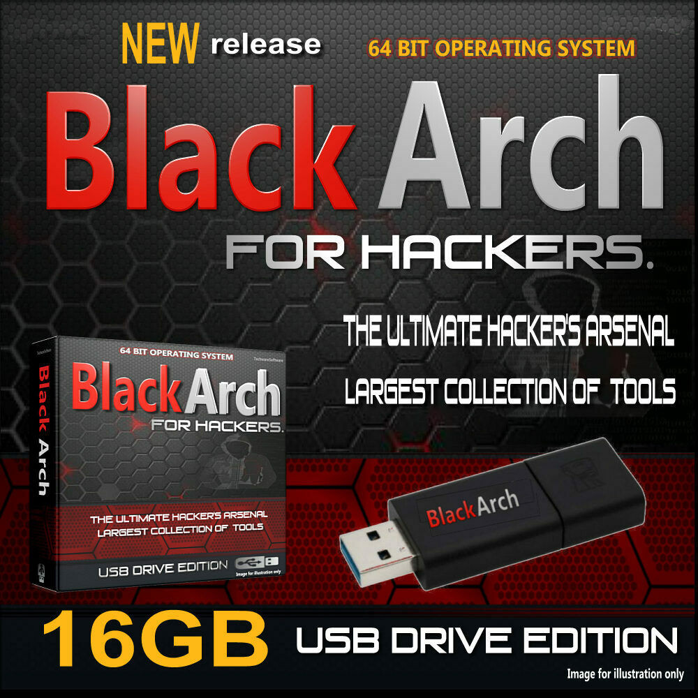 BLACKARCH LIVE USB - PRO HACKING OPERATING SYSTEM  2500+ TOOLS HACK ANY PC FIX-