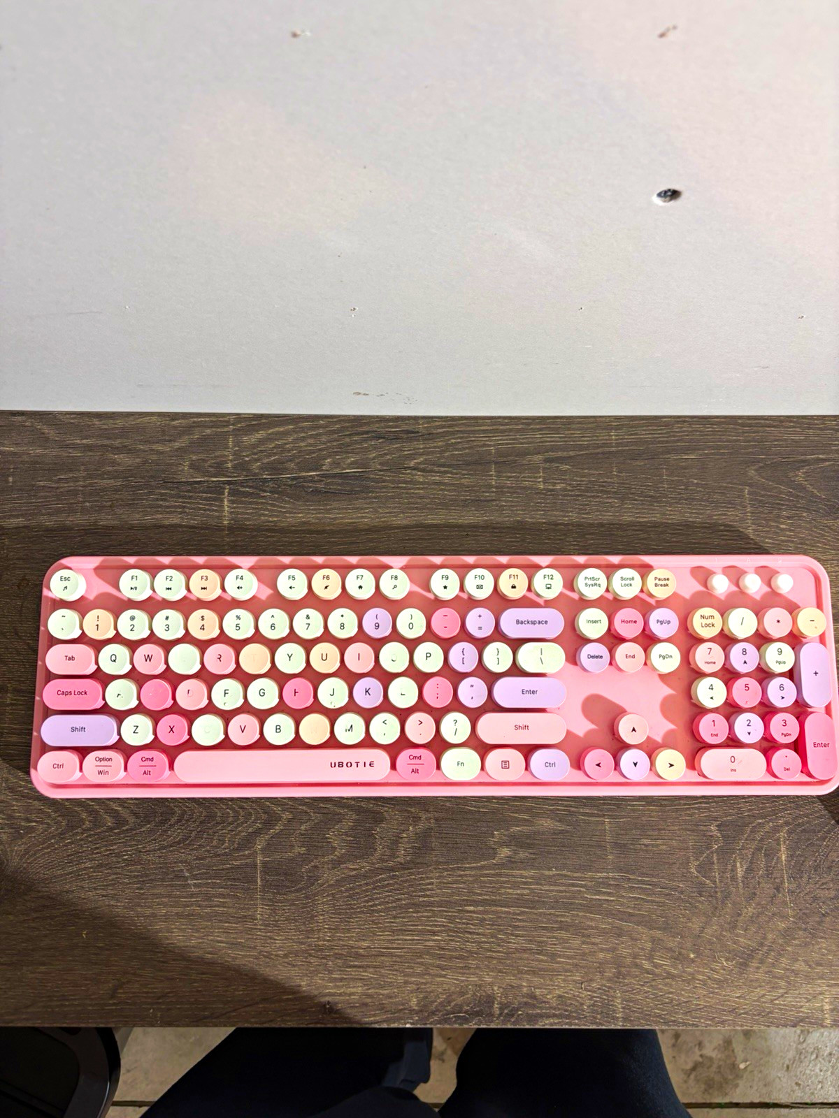 UBOTIE Sweet Wireless Keyboard & Mouse Bundle Pink QWERTY Multimedia Keys