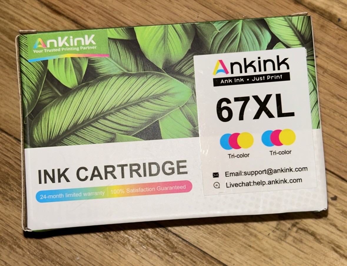 Ankink 67XL Replacement Ink Cartridges Black Tri Color NEW Exp 2027 