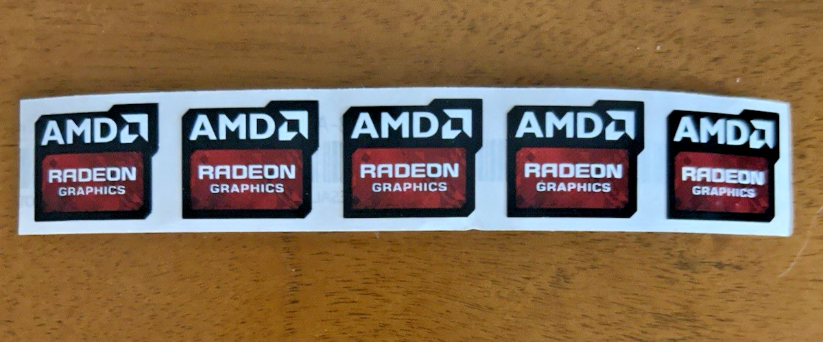 5 PCS AMD Radeon Graphics Stickers- 17.5mm x 17.5mm Case Badge Logo Laptop- NEW