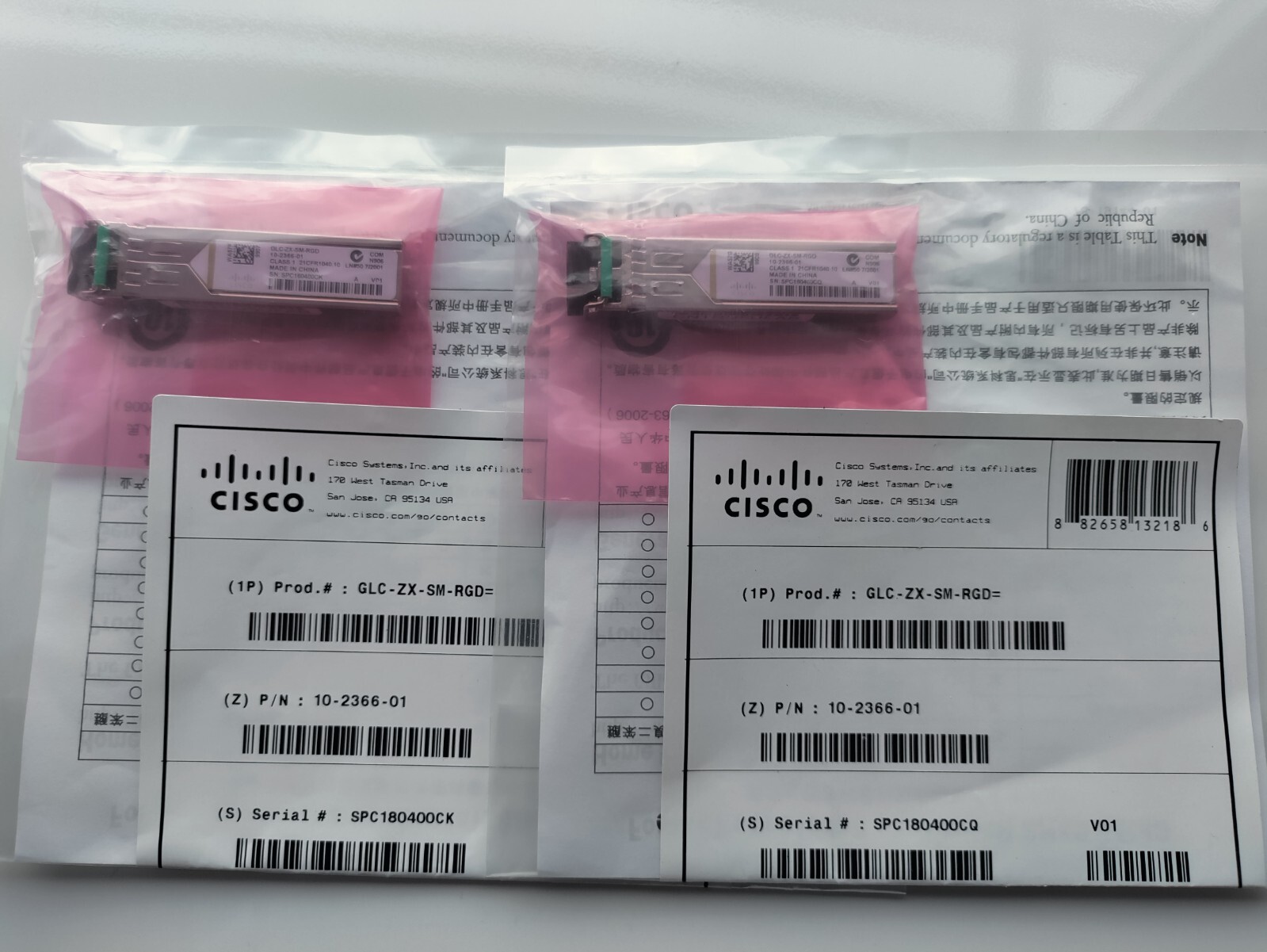 Cisco GLC-ZX-SM-RGD 1000BASE-ZX SFP modules 70KM (Brand New Sealed)