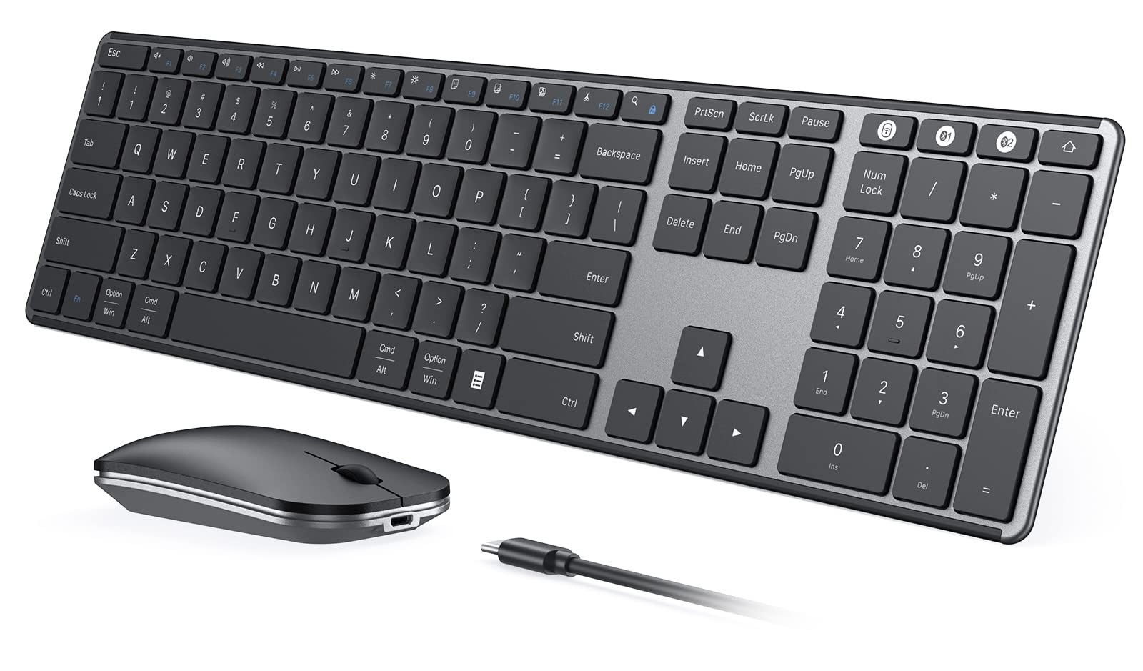 Wireless Bluetooth Keyboard and Mouse Combo USB + Dual BT SKM64-3 Multi-Devic...