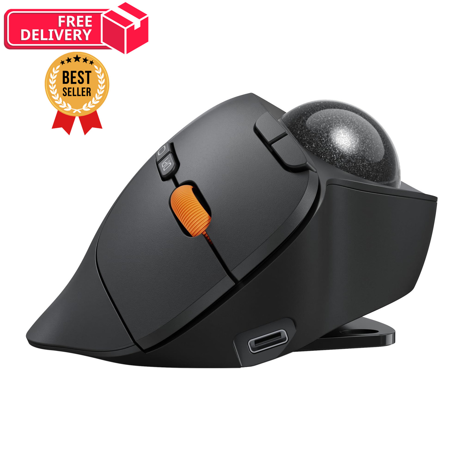 ProtoArc EM02 Wireless Trackball Mouse, 0/15° Adjustable Angle, Gray