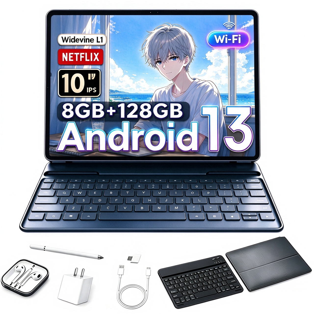 10-Core Android 13 Tablet PC 8GB RAM 128GB ROM 1920x1200 IPS HD Touchscreen Gift