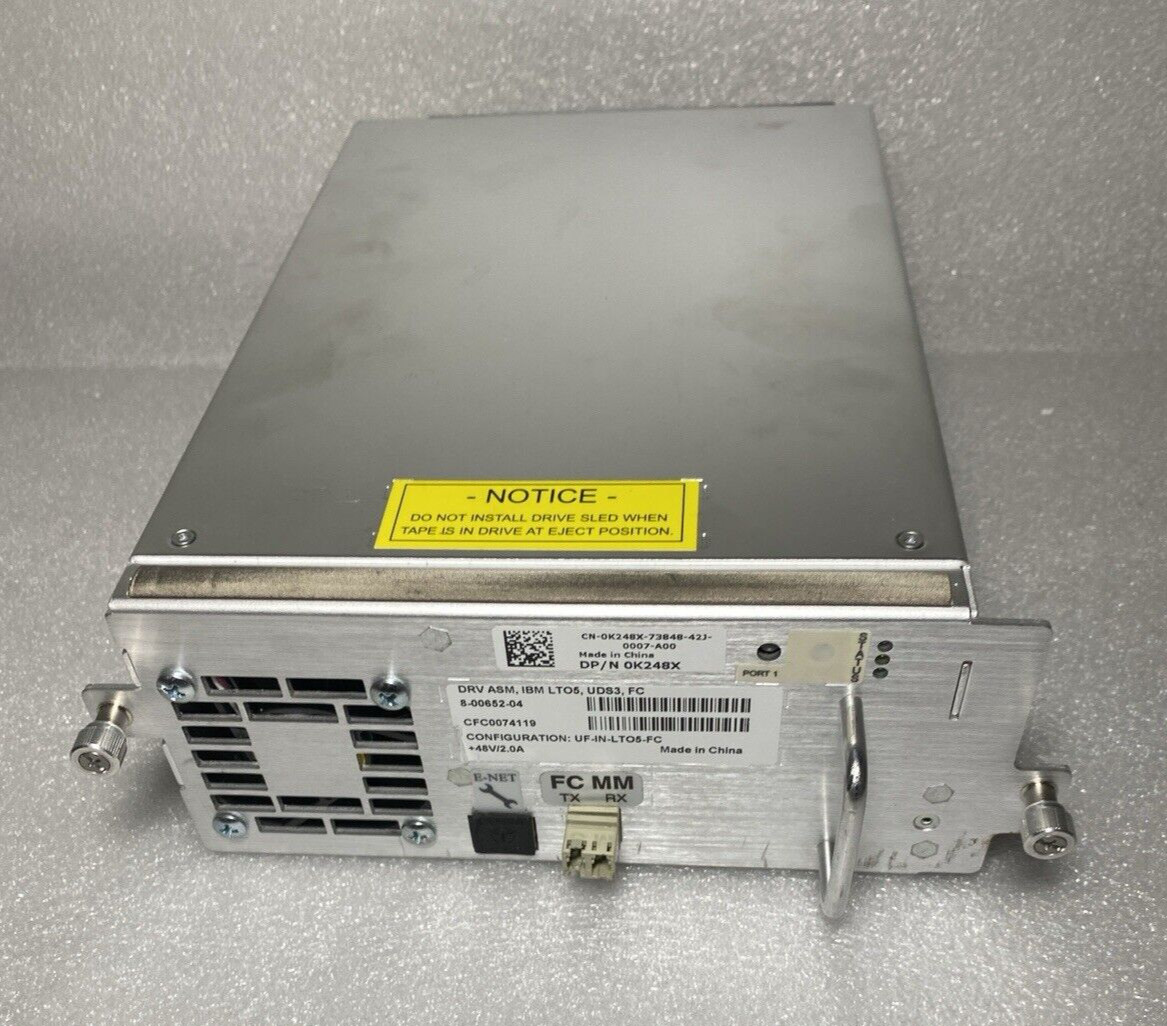 Dell K248X LTO-5 FH Fibre Channel Tape Drive PowerVault ML6000 8-00652-04 Tested