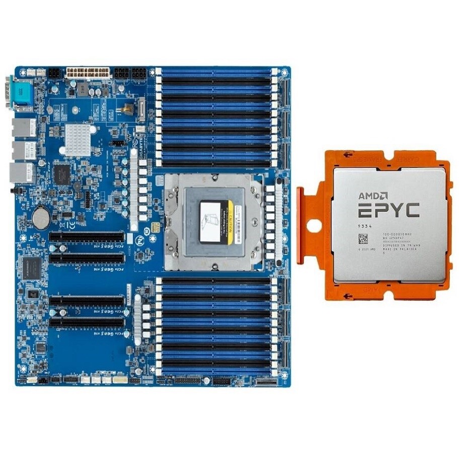 Gigabyte MZ33-AR0 Server Motherboard + AMD Genoa EPYC 9334 QS CPU Processor-