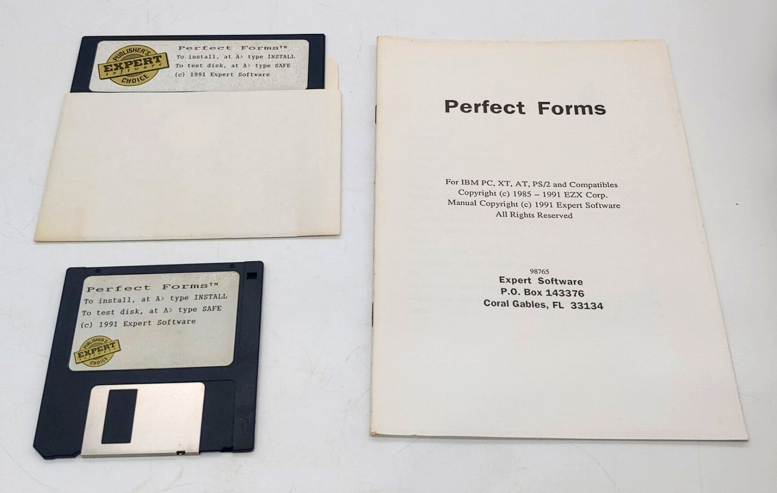Expert Software Perfect Forms 5.25” & 3.5" Floppy Disks & Manual As-Is/Untested