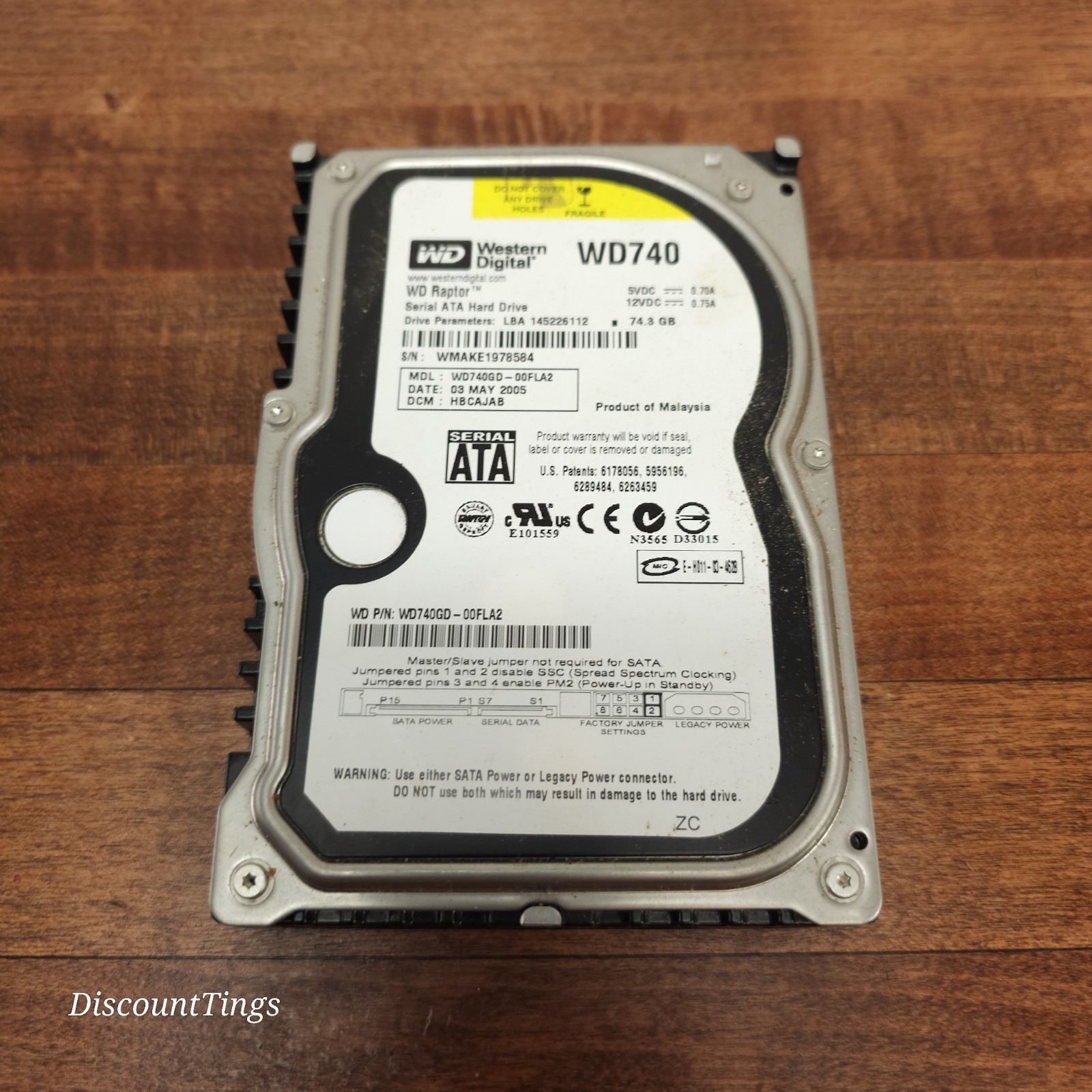 Western Digital Raptor WD740GD 74GB 10K RPM 3.5" Internal SATA Hard Drive #2