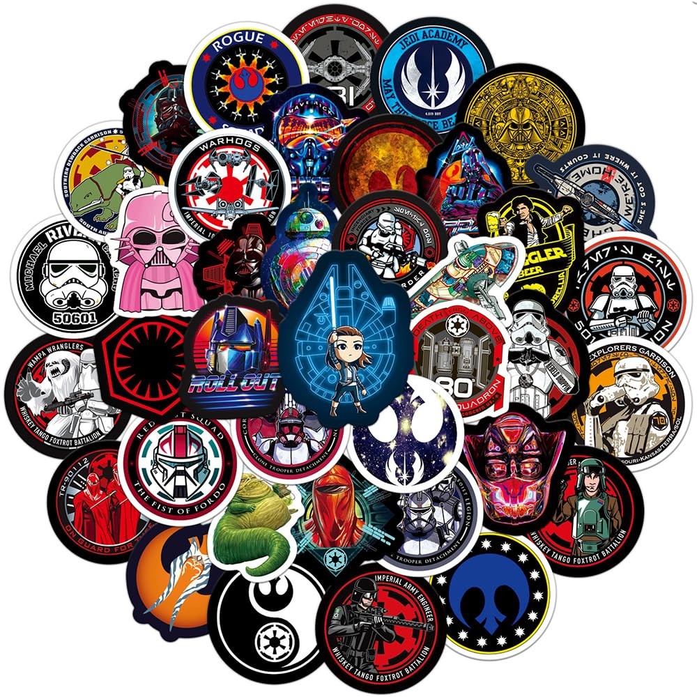 50 Pcs Star Wars Sticker Pack,Unique Cool Stickers Notebook Guitar Multicolor