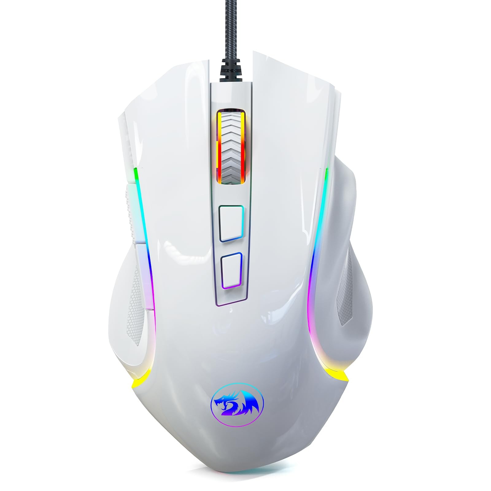 Redragon M602 Gaming Mouse, Ergonomic RGB Mouse Wired M602-W, White