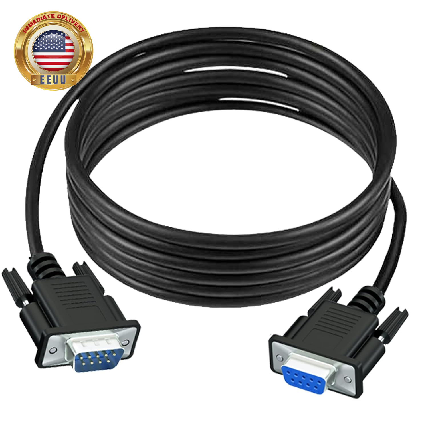 10Ft Straight through DB9 RS232 Serial Cable, DB9 Cable Male to Female Extension