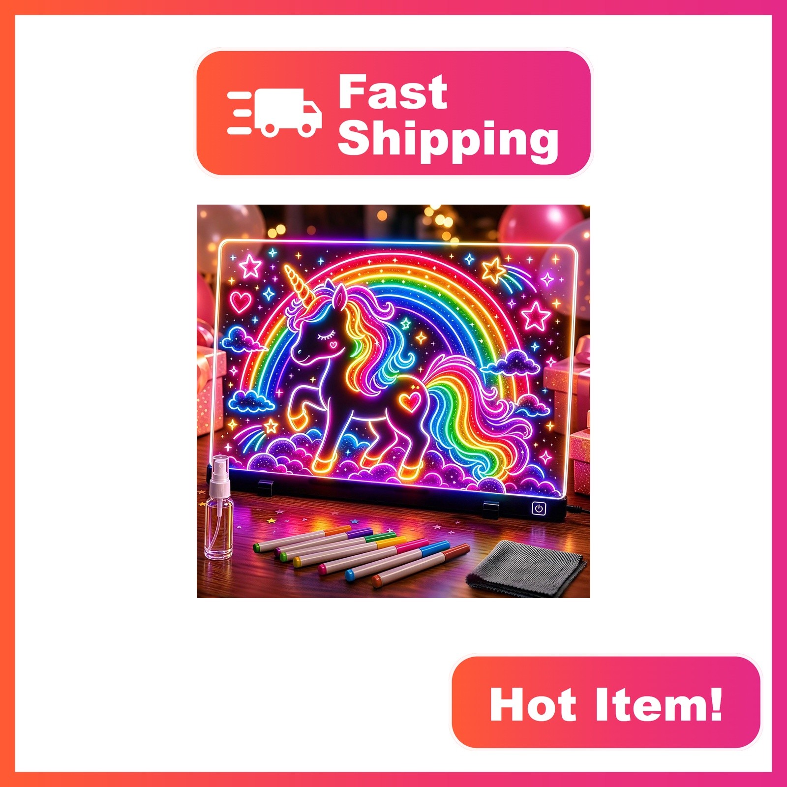 SCOPOW 16 Inch LED Drawing Board, Colorful