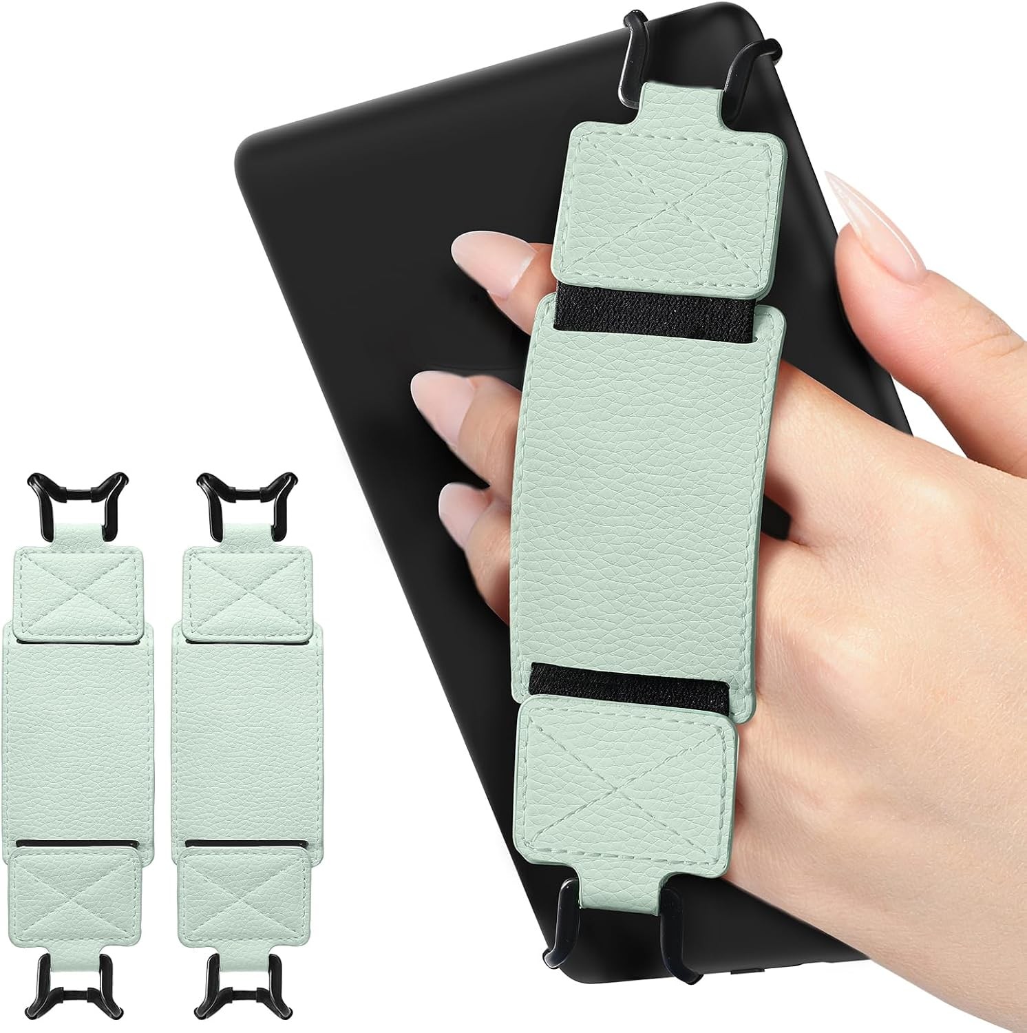 MoKo 2 Pack Security Hand Strap for 6-8" Kindle 6-8 inches, 2-agave Green 