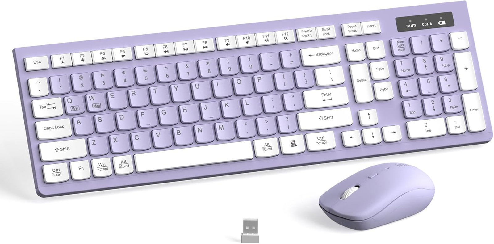 Wireless Keyboard and Mouse Combo Silent for Office and Home(Purple)