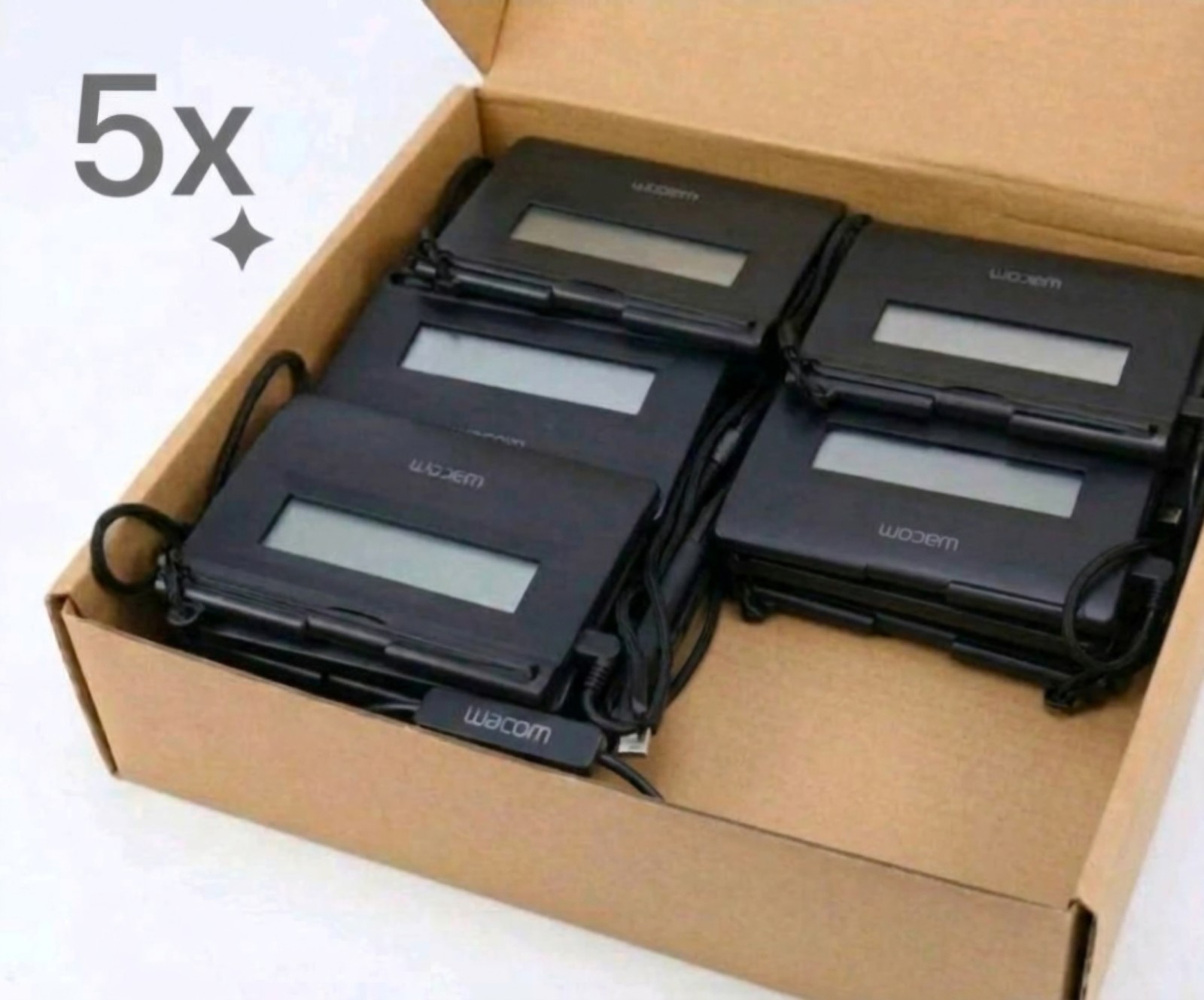 5 Pack - Wacom STU-300 LCD Signature Tablets- W/Pen & Cables